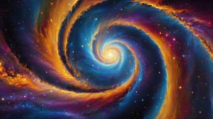 Obraz premium A Spiral Galaxy's Vibrant Dance, A breathtaking image of a spiral galaxy swirling with vibrant colors, showcasing the awe-inspiring beauty and vastness of the cosmos, Perfect for astronomy projects 