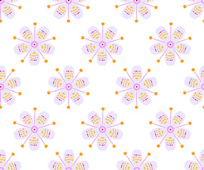 Seamless vector pattern of stylized Saxifraga flower