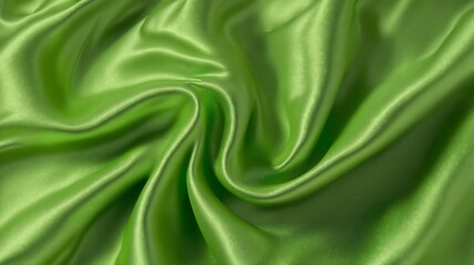 Luxurious Flowing Green Silk Fabric,  A close-up image showcasing the exquisite texture and elegant drape of flowing green silk fabric. The soft folds and gentle ripples create a sense of luxurious