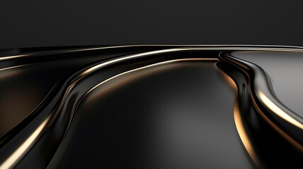 A sleek black background with gold accents, simple lines and curves, minimalistic luxury, ultra HD high quality