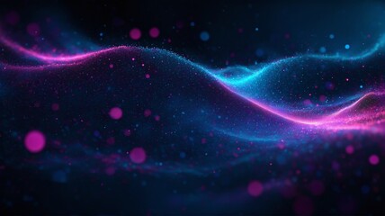 Neon Wave, A Vibrant Digital, A mesmerizing digital artwork depicting a vibrant wave of energy composed of luminescent particles, flowing seamlessly in shades of blue, pink, and purple. 