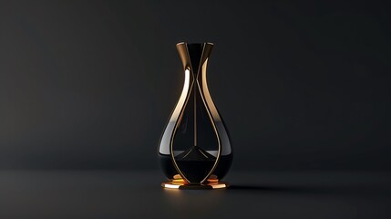A sleek golden hourglass resting against a luxurious black background, exuding an aura of timeless elegance.