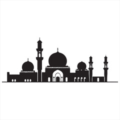 Islamic Mosques set silhouettes vector illustration silhouette white background
