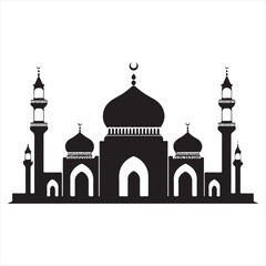 Islamic Mosques set silhouettes vector illustration silhouette white background
