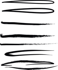 Selection of black brush stroke lines, suitable for creative, design, or decoration.
