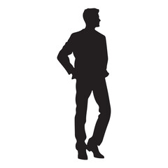 Man pose vector silhouette white background
