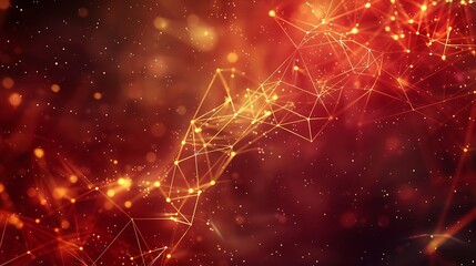 A sophisticated science template with a Plexus background in red and gold, simple and minimal layout, ultra HD