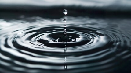 A single water droplet generates a symphony of ripples and splashes, embodying nature’s delicate balance