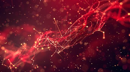 A sophisticated science template with a Plexus background in red and gold, simple and minimal layout, ultra HD