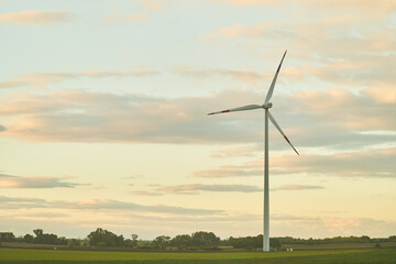 Obraz premium Wind turbines for electric power production in Hungary. Eco-friendly way to generate electricity