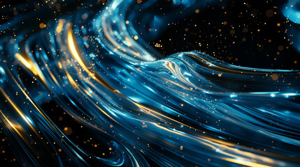 Aesthetic smooth lines and technological space. Fiber optic flow. Digital waves. Dark background. Generative AI