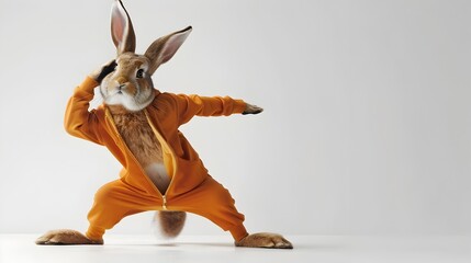 Playful Rabbit Performing Yoga in Neo Pop Style