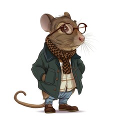 Agouti Preppy fashion cartoon isolated whitebackground