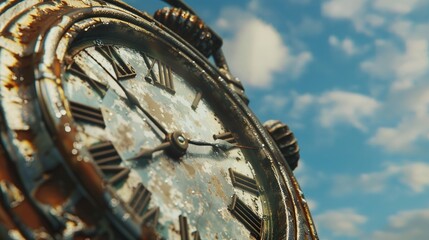 Obraz premium A broken clock stopped when the earthquake hit. It shows the time in the middle of disaster and change.