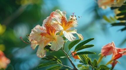 Fototapeta premium Vibrant orange lily flowers blooming beautifully in the backyard garden