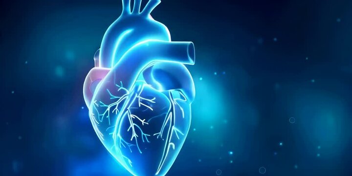 A photo of a heart with the set against a blue background symbolizing advanced technology in healthcare and organ donation awareness