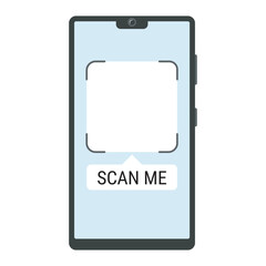 QR code scanner on smartphone. Smartphone with blank scan code screen. QR code for payment with scan me text.