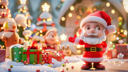 Festive 3D Cartoon Illustration Celebrating the Blessings of Christmas