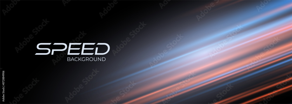 Aufkleber blue and red high-speed movement light effect on black abstract background. wide technology backgrou