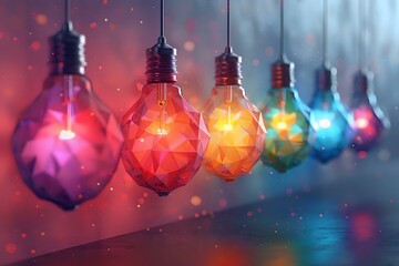 Breaking the Mold: Colorful Low-Poly Light Bulb Stands Out