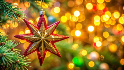 Festive star-shaped ornament centered on a richly textured background with ample copy space, awaiting your holiday message or caption.