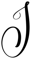 Hand drawn vector calligraphy letter J. Script capital font logo. Handwritten brush style flourish