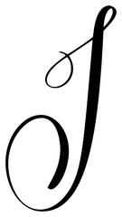 Vector calligraphy hand drawn letter J icon logo. Script font. Handwritten brush style