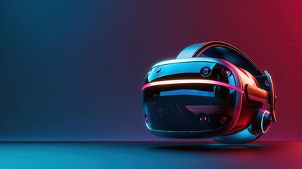 Fototapeta premium Advanced VR gadgets, holographic technology, digital future, technology tone, Analogous Color Scheme, side view, futuristic tech innovation, copy space for text,