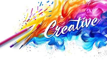 Obraz premium Vibrant Colorful of Pencil Drawing Creative on White Background