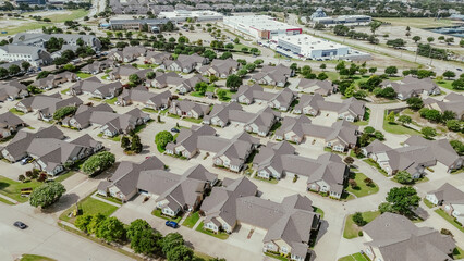 Premier active adult communities and nursery homes with commercial building warehouse background in...