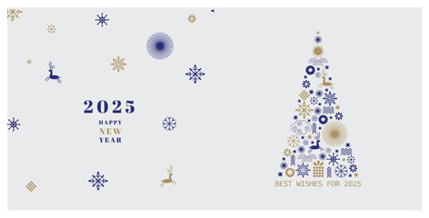 2025 logo and premium wish card with leaf style. Happy new Year.