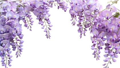 Wisteria frame clipart, floral border, digital art, lavender and white, isolated on white background,