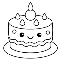 Minimalist Cake Outline Vector Art.
