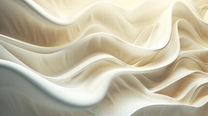 Obraz premium Abstract image of smooth, flowing, cream-colored fabric-like waves with soft lighting and shadows.