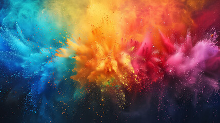 Naklejka premium colored powder explosions everywhere in air, only colors, no people, canvas painting 