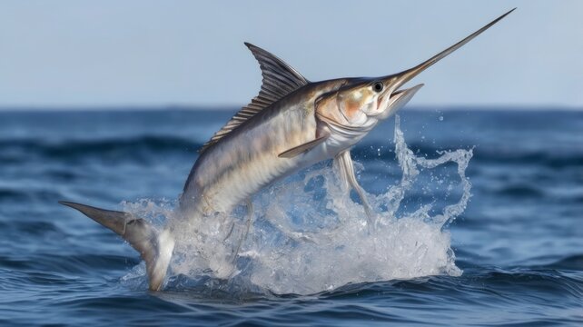 swordfish jumping out of water