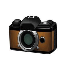 old camera vector image with wood motif