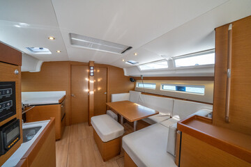 interior of sailing boat. Sailing