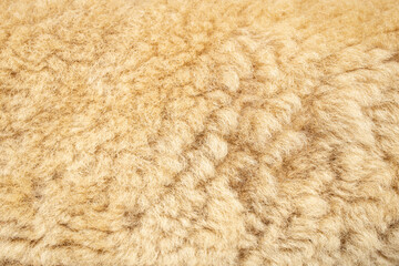 Sheep skin with fur, clothing supply , fiber texture close up