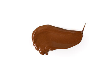 Melted chocolate cream smudge isolated on white background