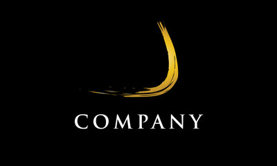 Handwriting Logo J Company Gold Abstract Modern Cool