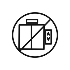 No Elevator Sign icon linear vector graphics sign