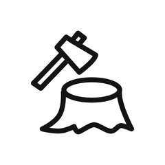 Deforestation icon linear vector graphics sign