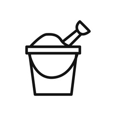 Sand bucket icon linear vector graphics sign