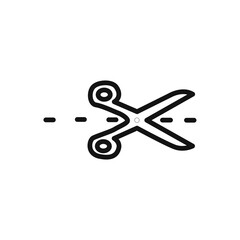 Scissors with cut lines icon linear vector graphics sign