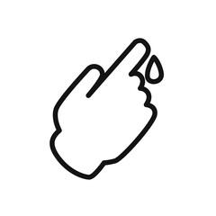 Hand with blood drop icon linear vector graphics sign