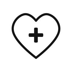 Heart plus icon linear vector graphics sign