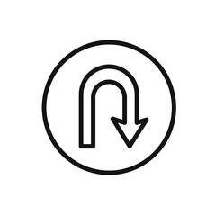 u turn arrow icon linear vector graphics sign