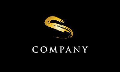 Handwriting Logo S Company Gold Abstract Modern Cool