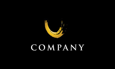 Handwriting Logo U Company Gold Abstract Modern Cool
